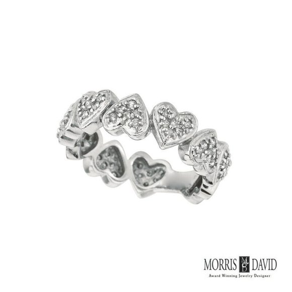 0.56 Carat Natural Diamond Heart Eternity Ring Ban